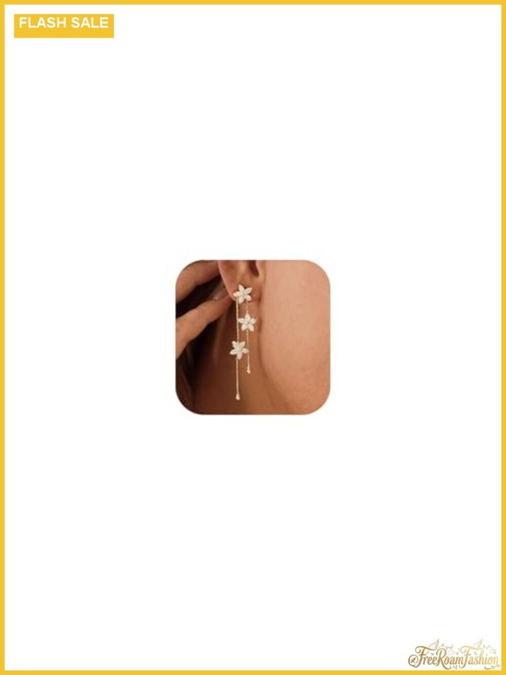 14k Gold Plated Flower Dangle Earrings Cubic Zirconia Wedding Bridal